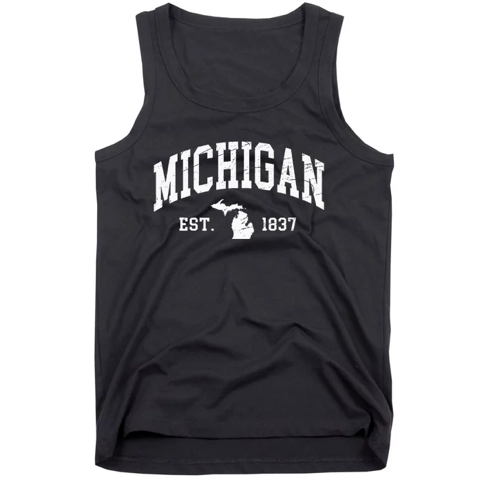 Michigan Est. 1837 Distressed Worn Tank Top