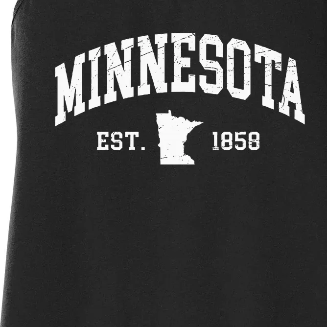 Minnesota Est. 1858 Distressed Worn Classic Women's Racerback Tank