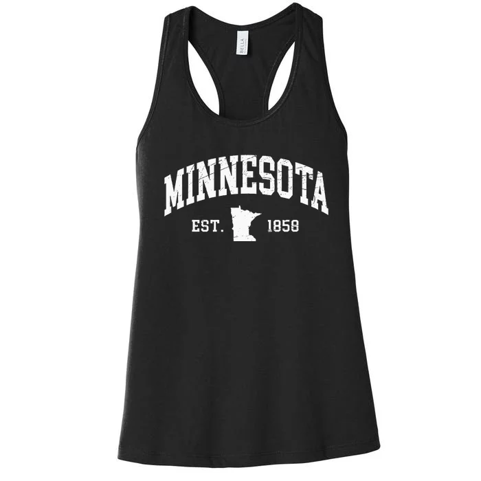 Minnesota Est. 1858 Distressed Worn Classic Women's Racerback Tank