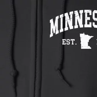 Minnesota Est. 1858 Distressed Worn Classic Full Zip Hoodie