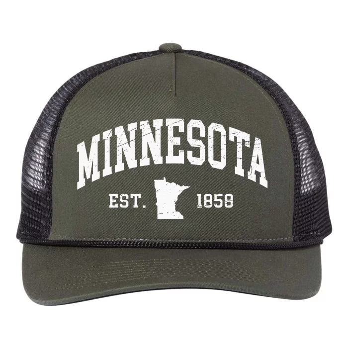 Minnesota Est. 1858 Distressed Worn Classic Retro Rope Trucker Hat Cap