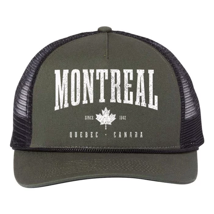 Montreal Est. 1642 Quebec Canada Maple Leaf Patriotic Pride Retro Rope Trucker Hat Cap