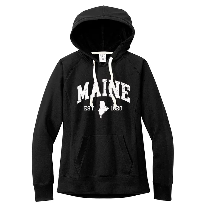 Maine Est. 1820 Distressed Worn Design Classic Women's Fleece Hoodie