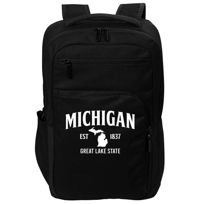 Michigan Est 1837 Great Lake State MI Pride USA Impact Tech Backpack