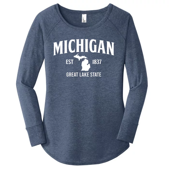 Michigan Est 1837 Great Lake State MI Pride USA Women's Perfect Tri Tunic Long Sleeve Shirt