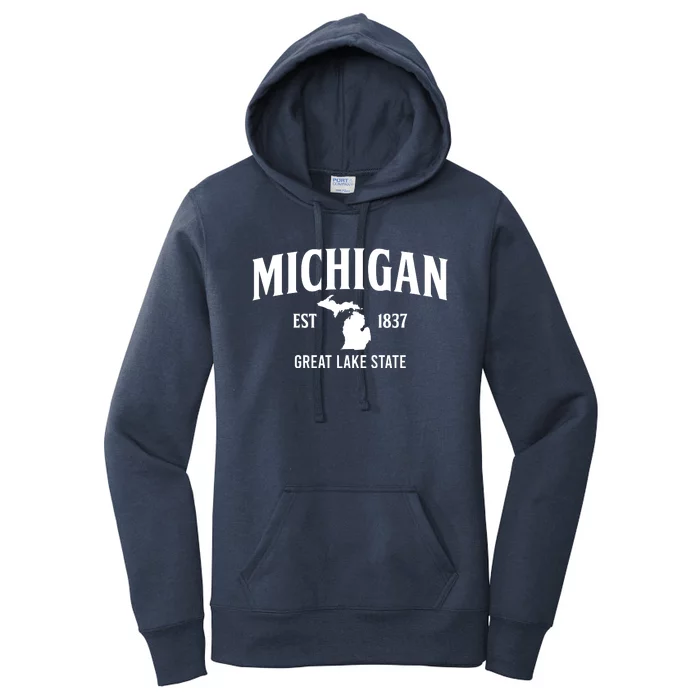 Michigan Est 1837 Great Lake State MI Pride USA Women's Pullover Hoodie