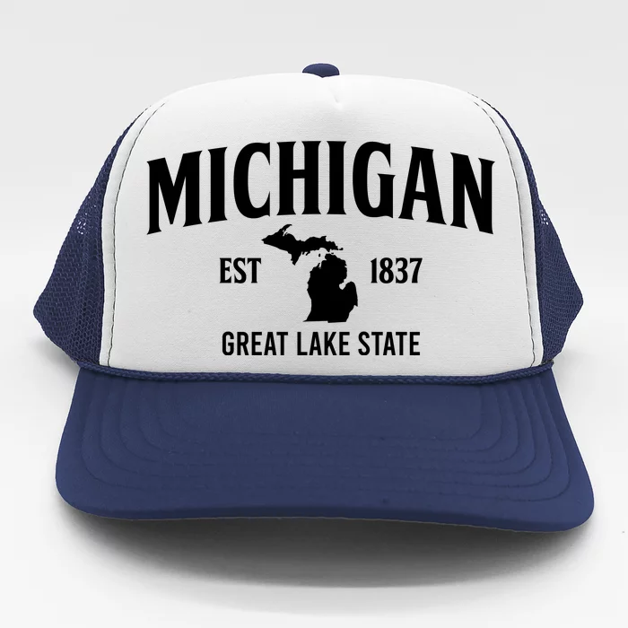 Michigan Est 1837 Great Lake State MI Pride USA Trucker Hat