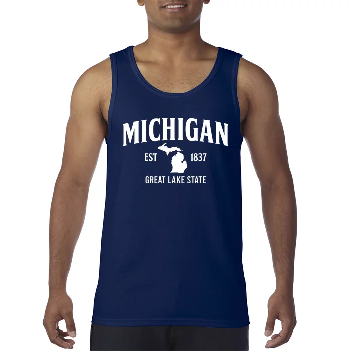 Michigan Est 1837 Great Lake State MI Pride USA Tank Top