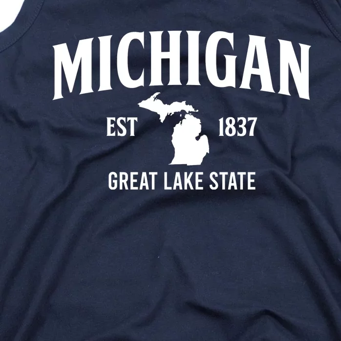 Michigan Est 1837 Great Lake State MI Pride USA Tank Top