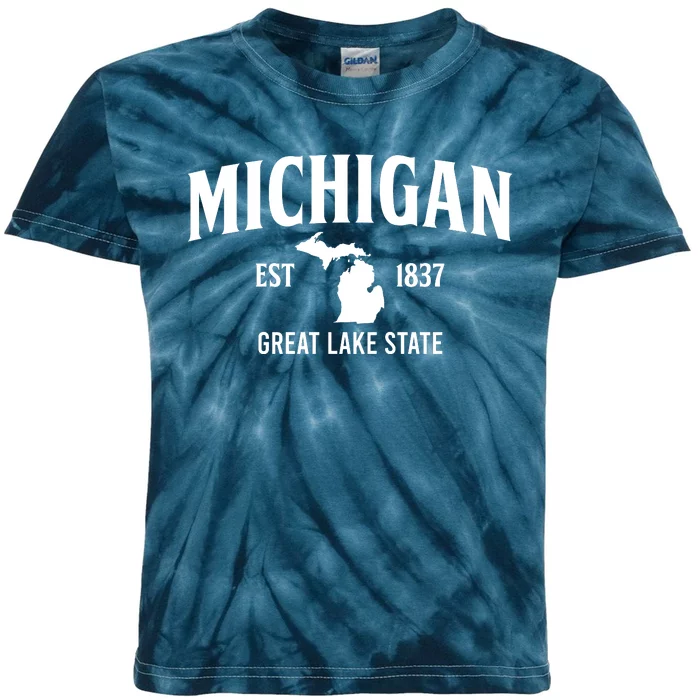 Michigan Est 1837 Great Lake State MI Pride USA Kids Tie-Dye T-Shirt