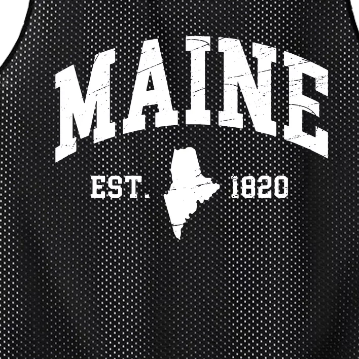 Maine Est 1820 Distressed Worn Design Classic Mesh Reversible Basketball Jersey Tank