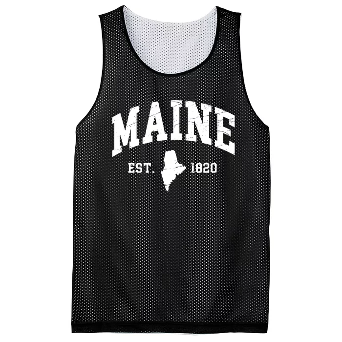 Maine Est 1820 Distressed Worn Design Classic Mesh Reversible Basketball Jersey Tank