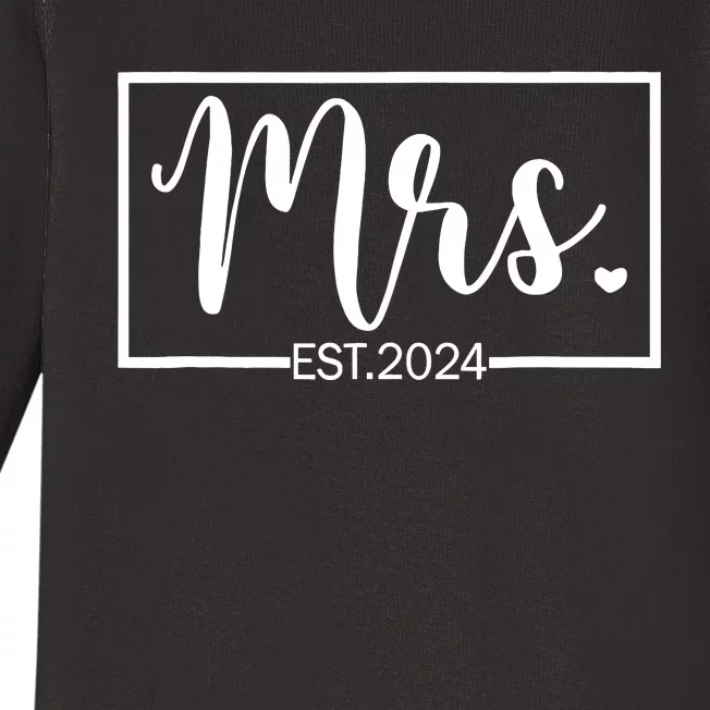 Mrs. Est. 2024 Just Married Wedding Wife Mr & Mrs Gifts Baby Long Sleeve Bodysuit