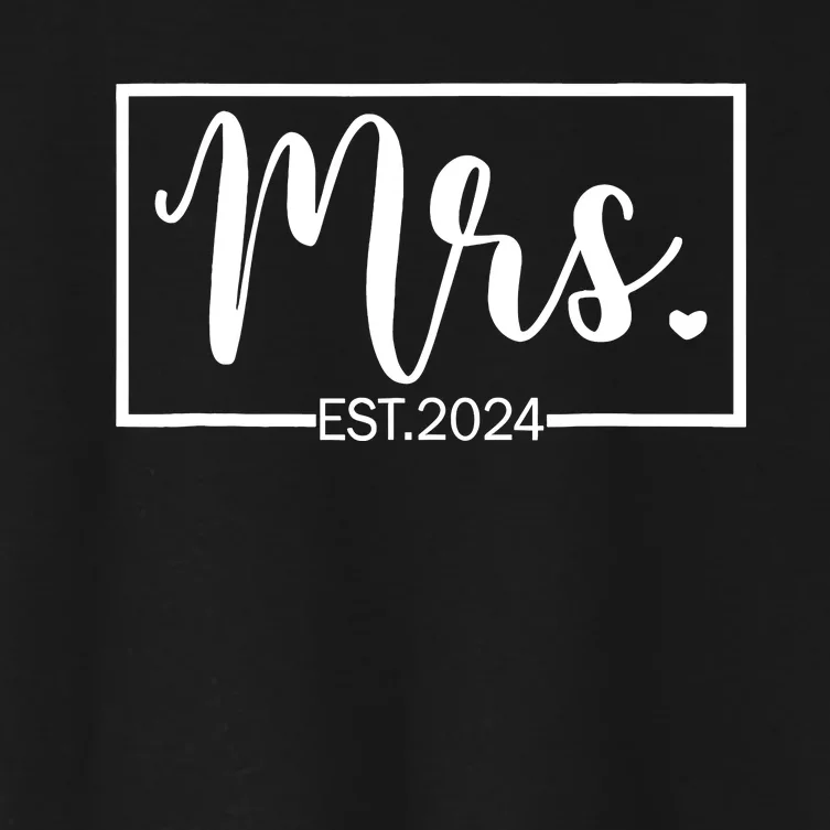 Mrs. Est. 2024 Just Married Wedding Wife Mr & Mrs Gifts Women's Crop Top Tee