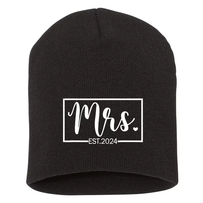 Mrs. Est. 2024 Just Married Wedding Wife Mr & Mrs Gifts Short Acrylic Beanie