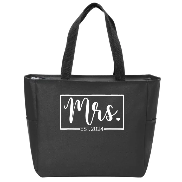 Mrs. Est. 2024 Just Married Wedding Wife Mr & Mrs Gifts Zip Tote Bag