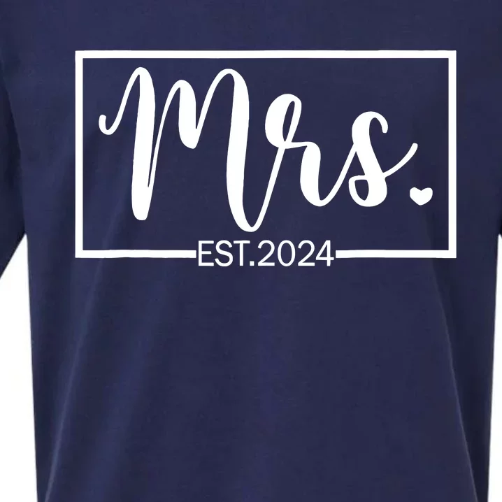 Mrs. Est. 2024 Just Married Wedding Wife Mr & Mrs Gifts Sueded Cloud Jersey T-Shirt