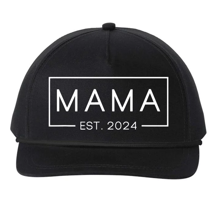 Mama Est 2024 Promoted To Mommy Mothers Day Mom 2024 Snapback Five-Panel Rope Hat