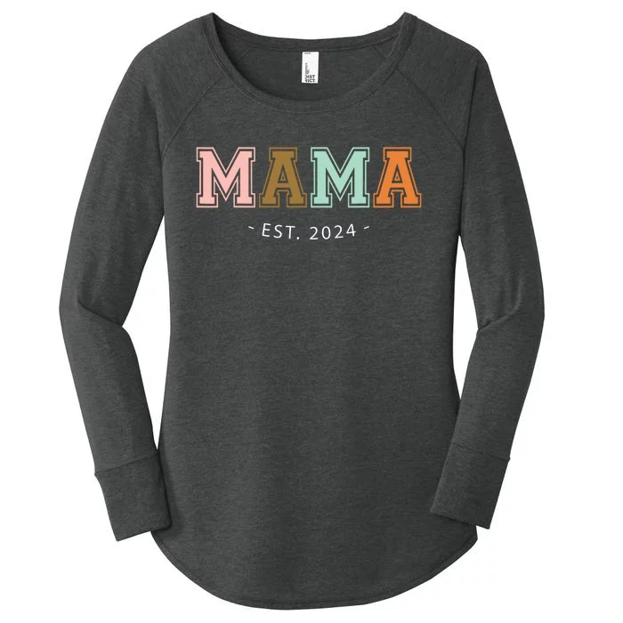 Mama Est 2024 Promoted Mothers Day Design Women's Perfect Tri Tunic Long Sleeve Shirt