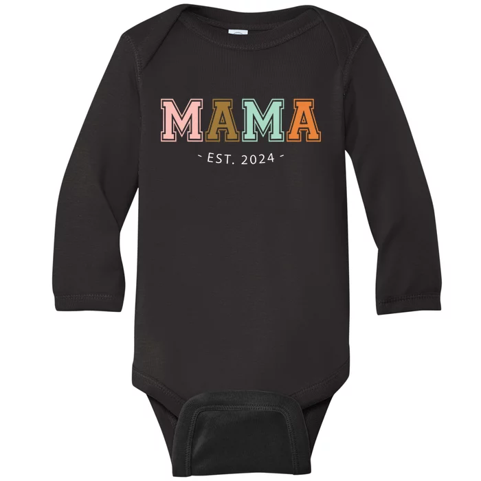 Mama Est 2024 Promoted Mothers Day Design Baby Long Sleeve Bodysuit