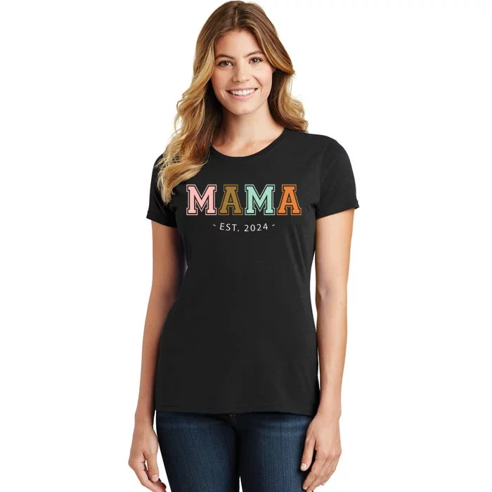 Mama Est 2024 Promoted Mothers Day Design Women's T-Shirt