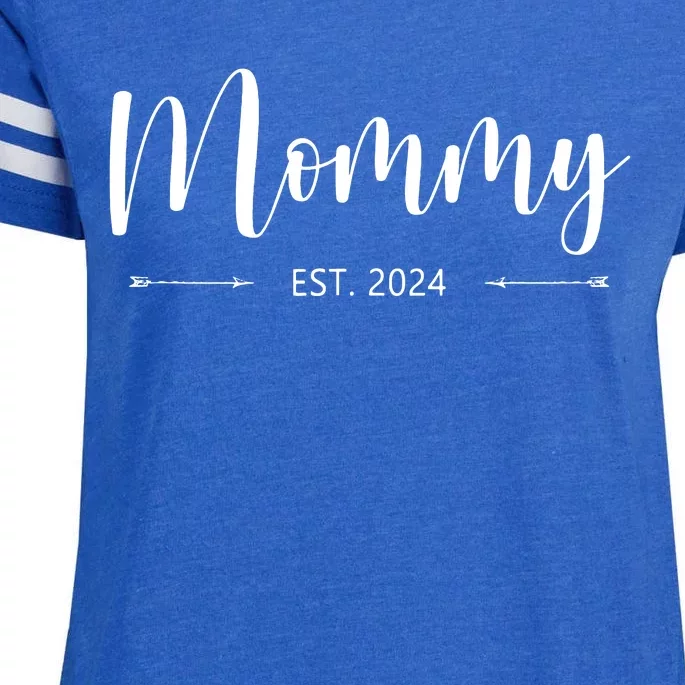 Mommy Est 2024 Promoted To Mom 2024 Mothers Day New Mom Enza Ladies Jersey Football T-Shirt