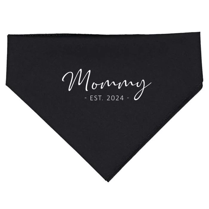 Mommy Est 2024 Promoted To Mom 2024 Mothers Day New Mom USA-Made Doggie Bandana