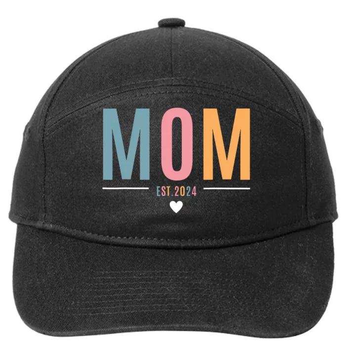 Mom Est 2024 Expect Baby 2024 Mother 2024 New Mama Mommy 7-Panel Snapback Hat