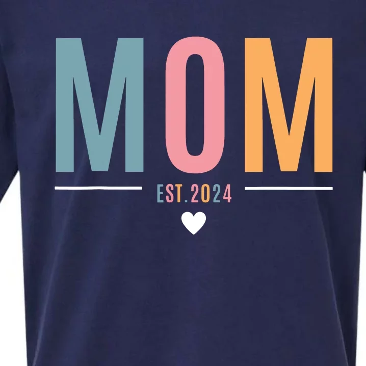 Mom Est 2024 Expect Baby 2024 Mother 2024 New Mama Mommy Sueded Cloud Jersey T-Shirt