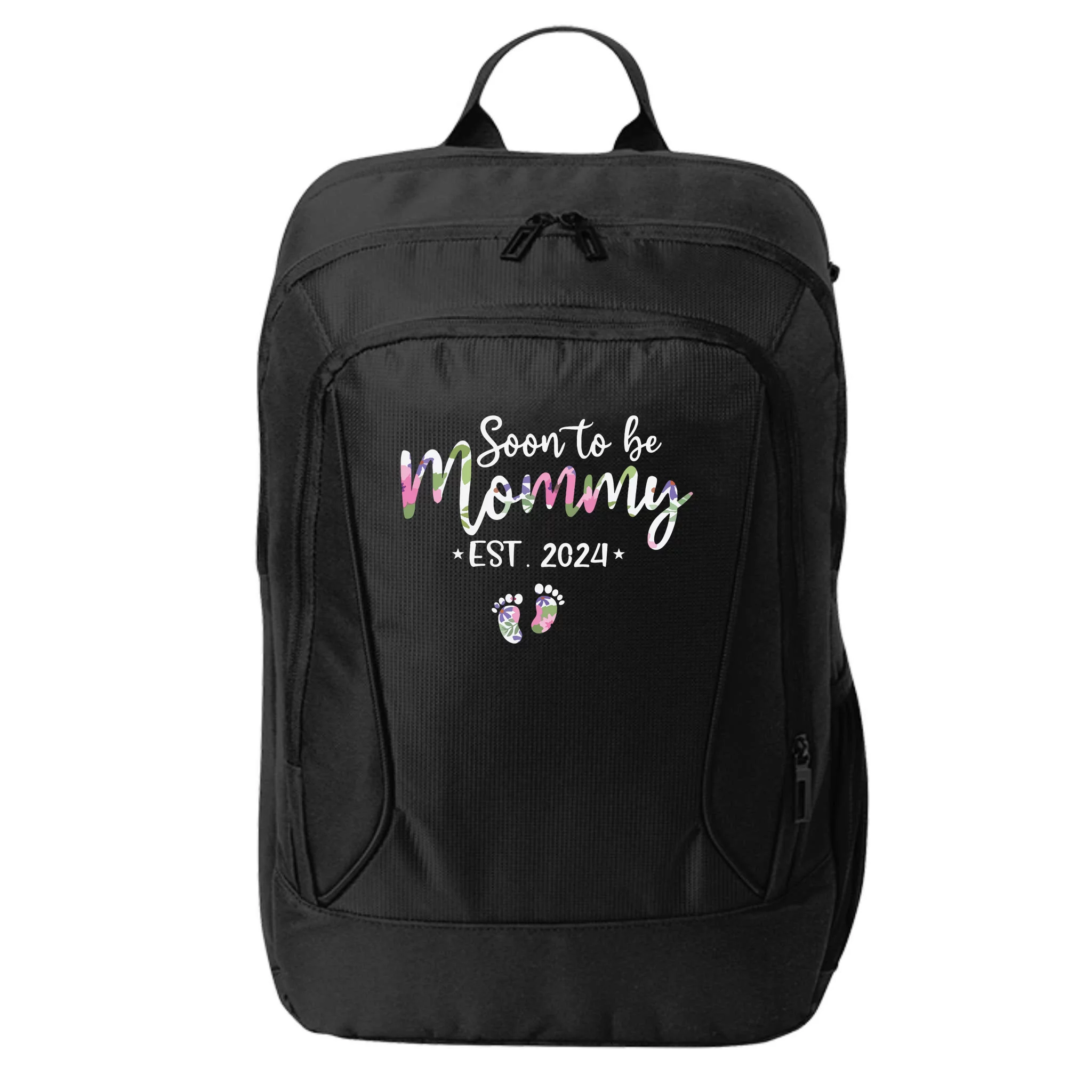 Mom Est 2024 Expect Baby 2024 Mother 2024 New Mom 2024 City Backpack   Me26114039 Mom Est 2024 Expect Baby 2024 Mother 2024 New Mom 2024  Black Bg222 Garment.webp