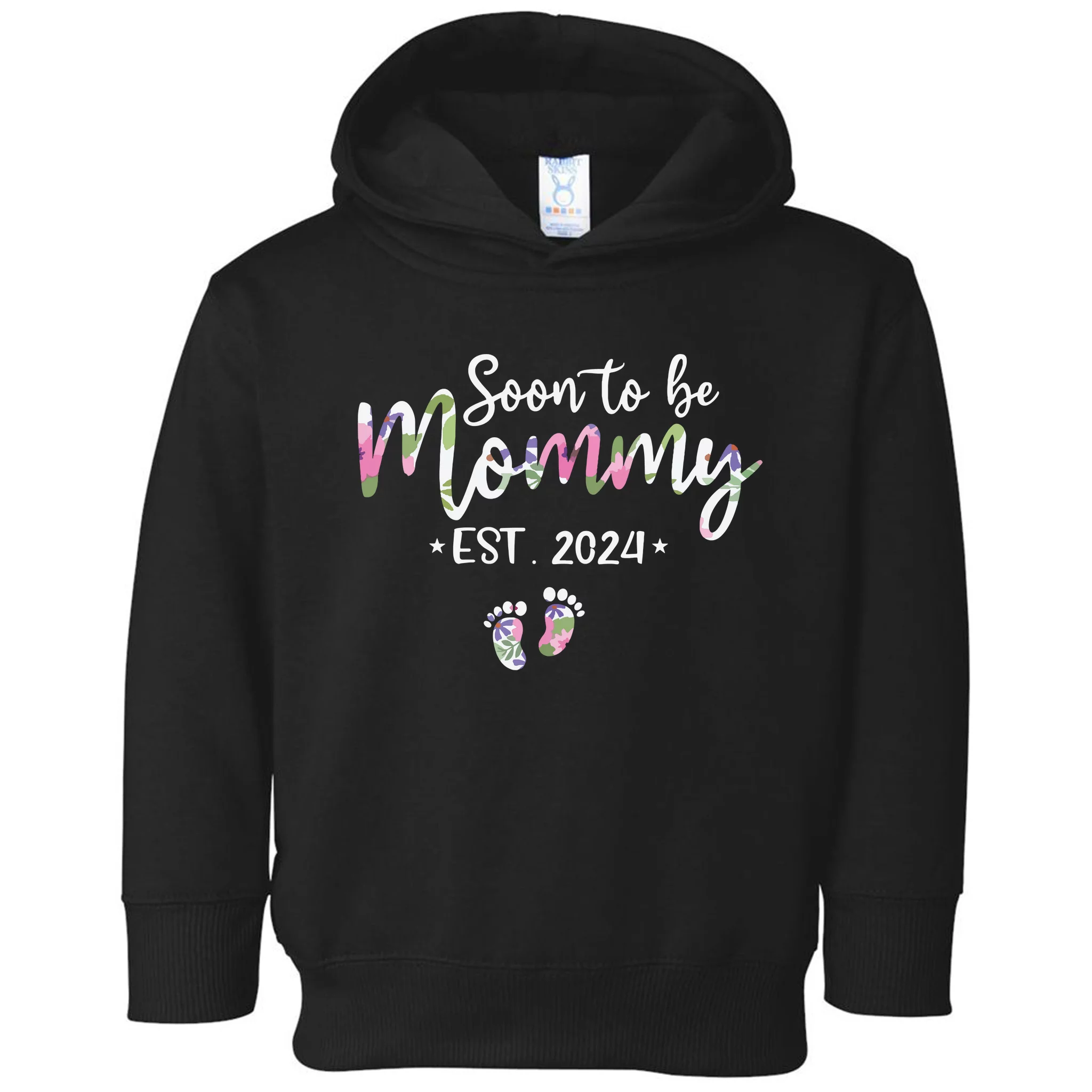 Mom Est 2024 Expect Baby 2024 Mother 2024 New Mom 2024 Toddler Hoodie   Me26114039 Mom Est 2024 Expect Baby 2024 Mother 2024 New Mom 2024  Black Thd Garment.webp