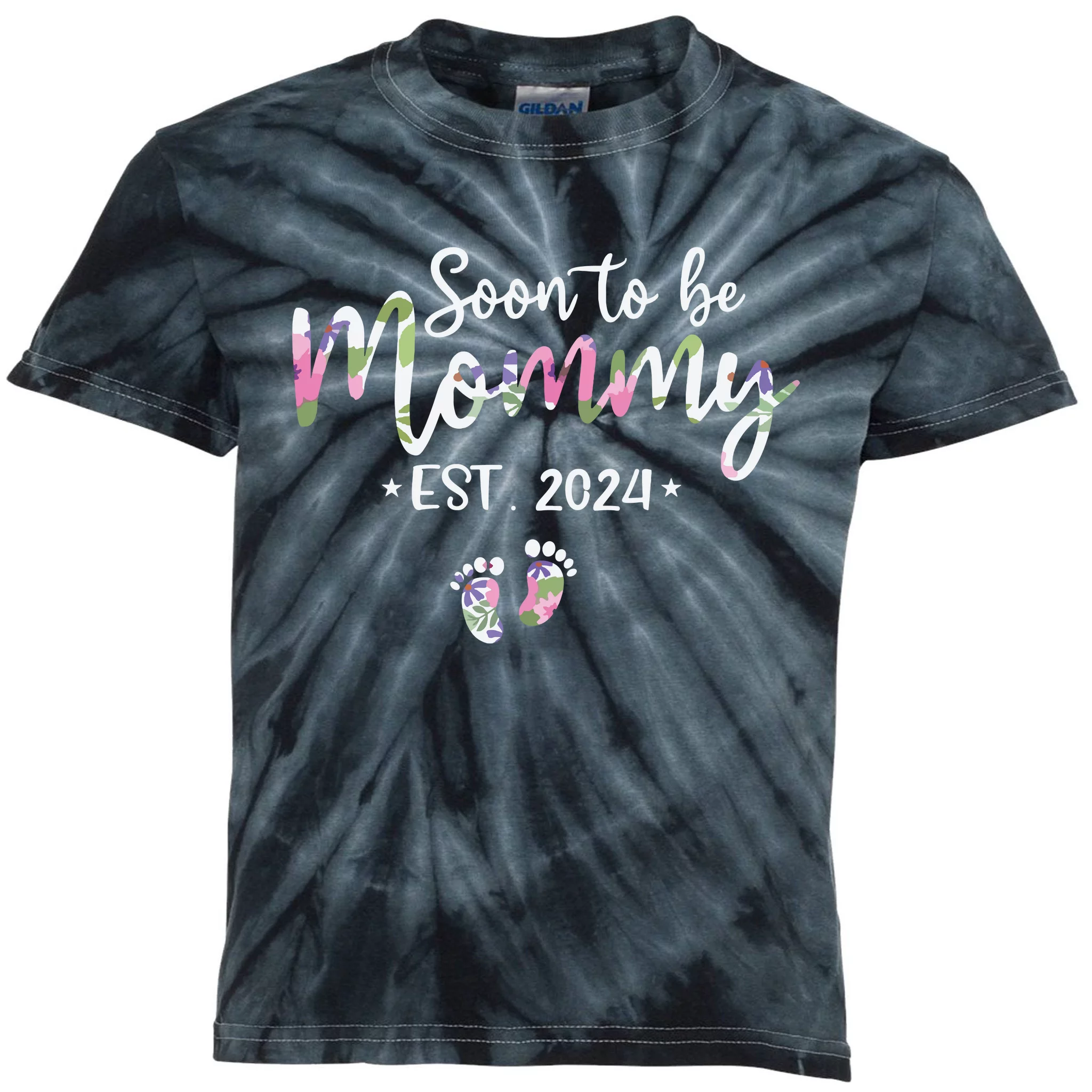 Mom Est 2024 Expect Baby 2024 Mother 2024 New Mom 2024 Kids Tie Dye T   Me26114039 Mom Est 2024 Expect Baby 2024 Mother 2024 New Mom 2024  Black Ytds Garment.webp