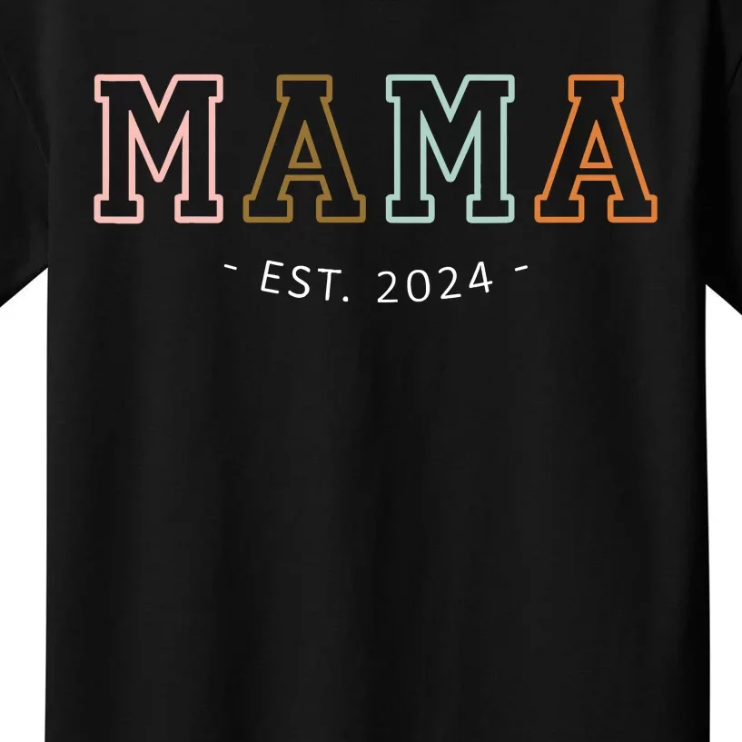 Mama Est 2024 Promoted To Mommy MotherS Day Mom To Be 2024 Kids T-Shirt