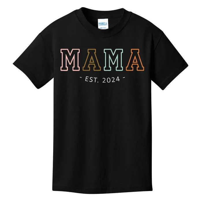 Mama Est 2024 Promoted To Mommy MotherS Day Mom To Be 2024 Kids T-Shirt