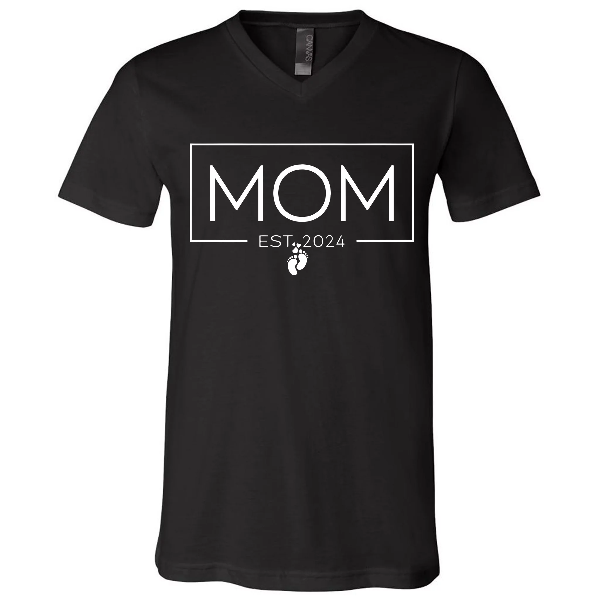 Mom Est 2024 Expect Baby 2024 Mother 2024 New Mom 2024 V Neck T Shirt   Me26246877 Mom Est 2024 Expect Baby 2024 Mother 2024 New Mom 2024  Black Av Garment.webp