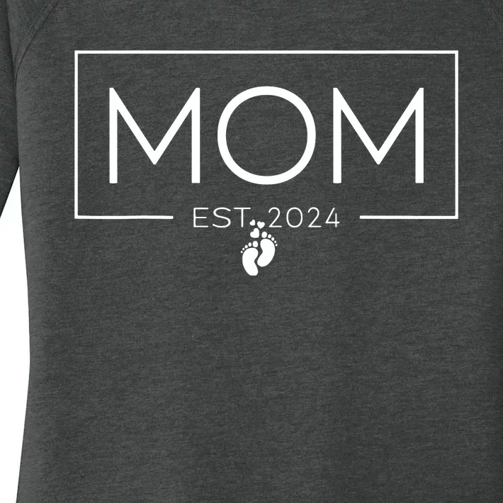 Mom Est 2024 Expect Baby 2024 Mother 2024 New Mom 2024 Women's Perfect Tri Tunic Long Sleeve Shirt