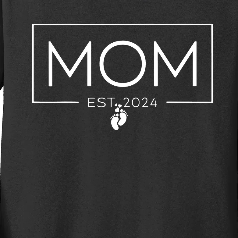 Mom Est 2024 Expect Baby 2024 Mother 2024 New Mom 2024 Kids Long Sleeve Shirt