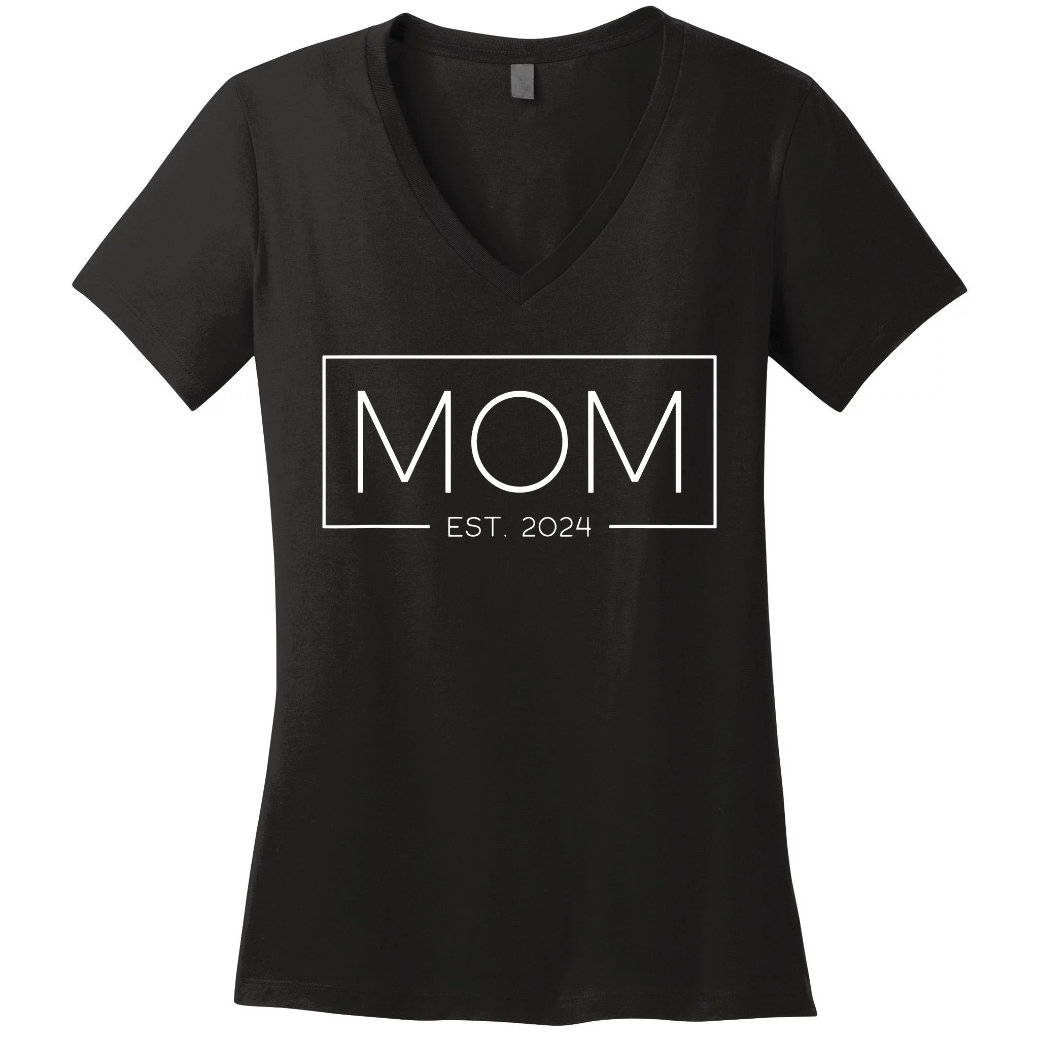 Mom Est 2024 Expect Baby 2024 Mother 2024 New Mom 2024 Women S V Neck T   Me26257328 Mom Est 2024 Expect Baby 2024 Mother 2024 New Mom 2024  Black Wvt Garment.webp