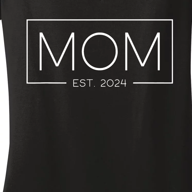 Mom Est 2024 Expect Baby 2024 Mother 2024 New Mom 2024 Women's VNeck T