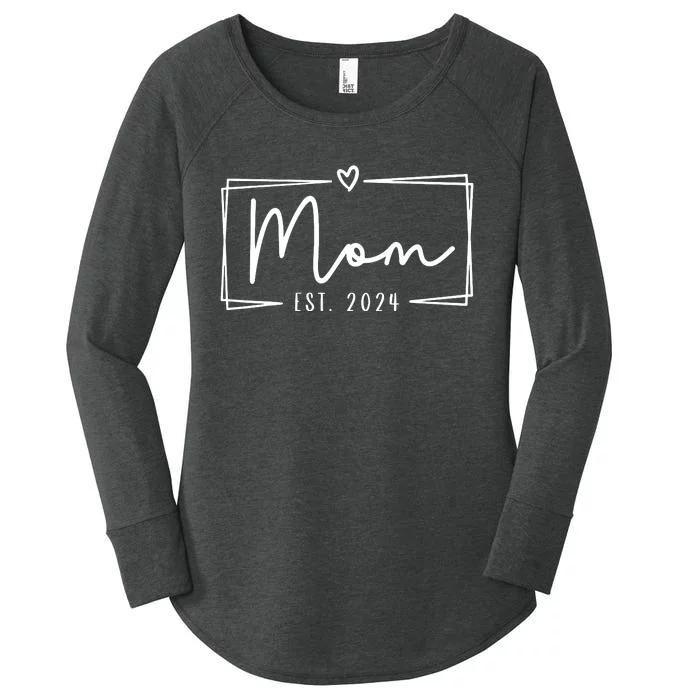 Mom Est 2024 Expect Baby 2024 Mother 2024 New Mom 2024 Women's Perfect Tri Tunic Long Sleeve Shirt