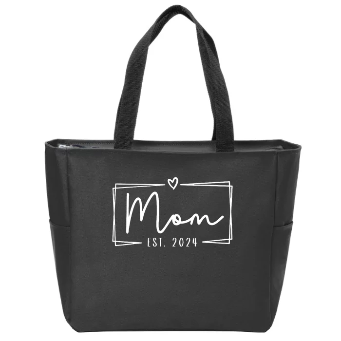 Mom Est 2024 Expect Baby 2024 Mother 2024 New Mom 2024 Zip Tote Bag