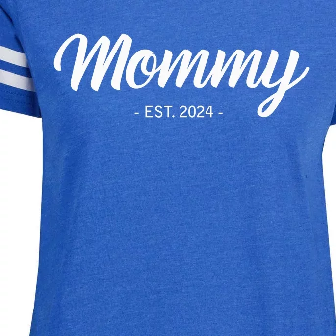 Mommy Est 2024 Promoted To Mom 2024 Mothers Day New Mom Enza Ladies Jersey Football T-Shirt