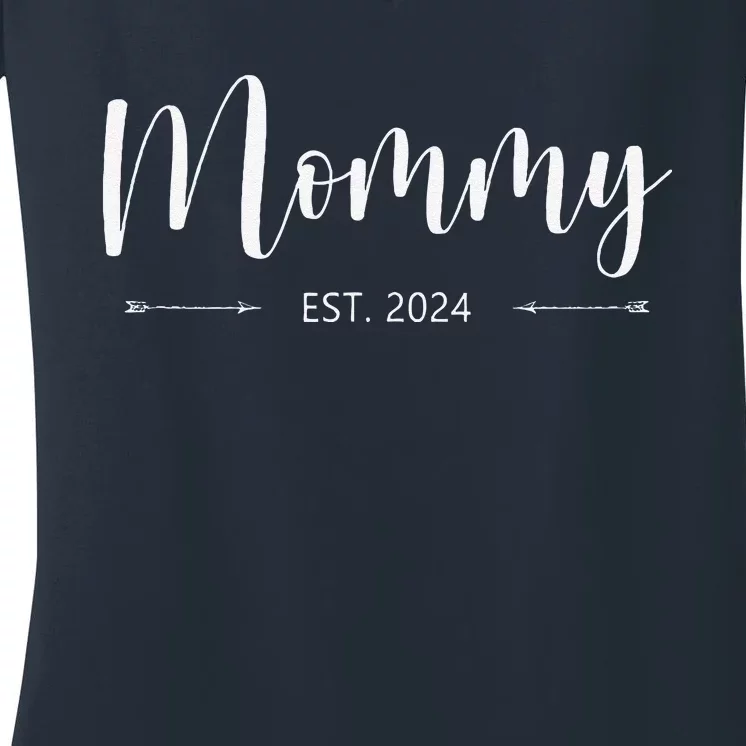 Mommy Est 2024 Promoted To Mom 2024 MotherS Day New Mom Women's V-Neck T-Shirt