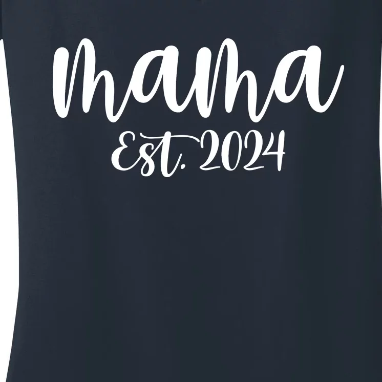 Mama Est 2024 Promoted To Mommy Mothers Day Mom 2024 Women's V-Neck T-Shirt