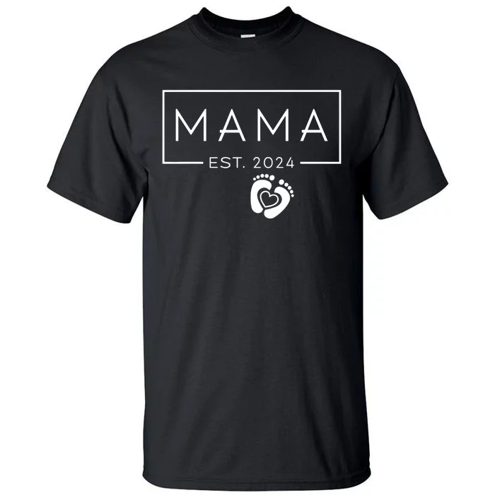 Mama Est 2024 Promoted To Mommy Mothers Day Mom 2024 Tall T-Shirt