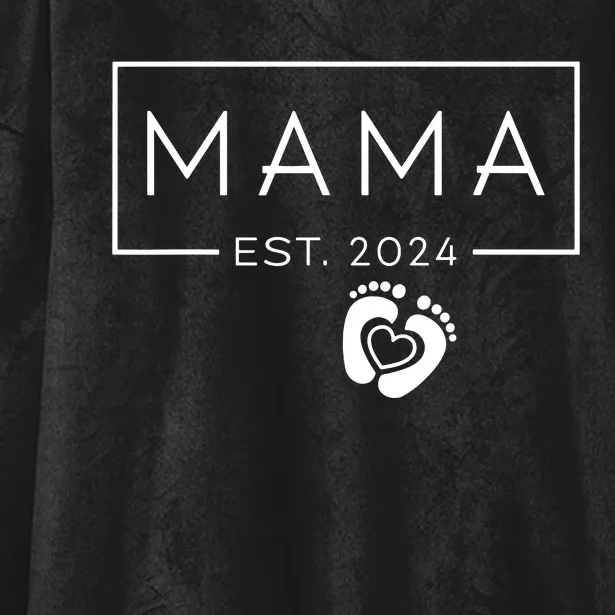 Mama Est 2024 Promoted To Mommy Mothers Day Mom 2024 Hooded Wearable Blanket