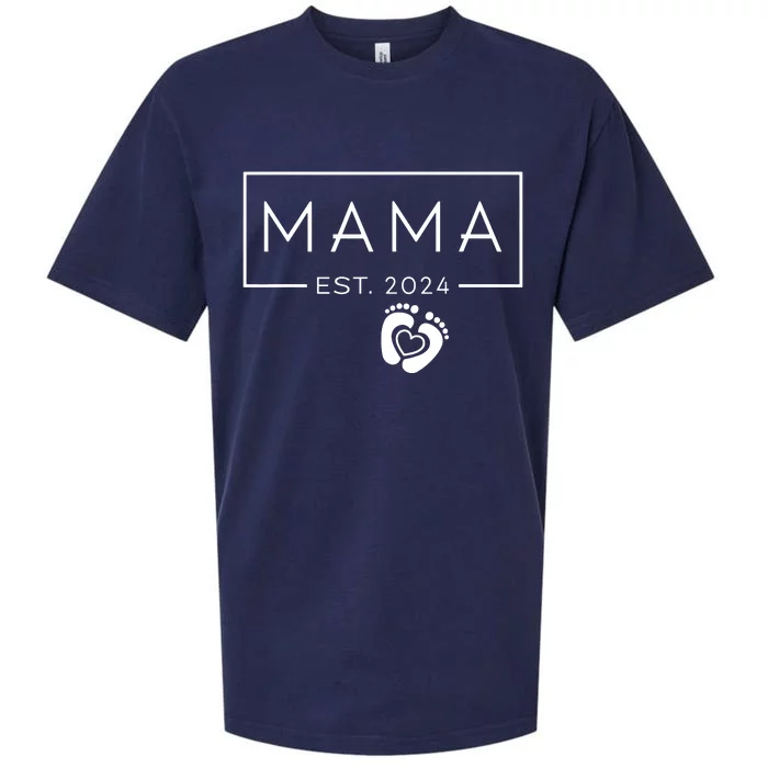 Mama Est 2024 Promoted To Mommy Mothers Day Mom 2024 Sueded Cloud Jersey T-Shirt