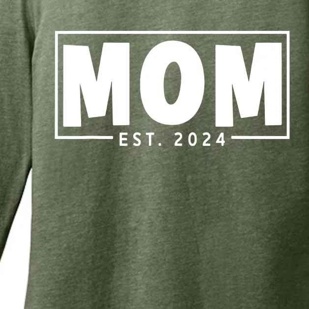 Mom Est 2024 Expect Baby 2024 Mother 2024 New Mom 2024 Womens CVC Long Sleeve Shirt