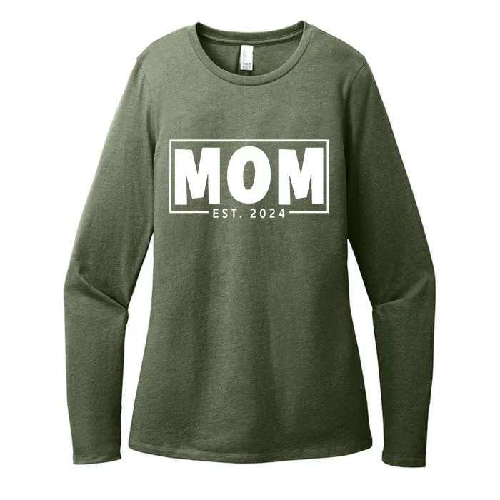 Mom Est 2024 Expect Baby 2024 Mother 2024 New Mom 2024 Womens CVC Long Sleeve Shirt