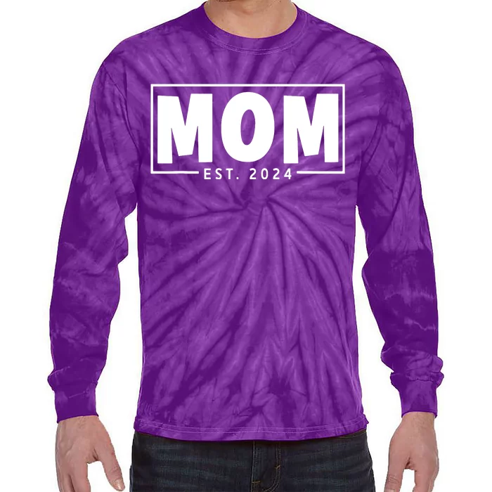 Mom Est 2024 Expect Baby 2024 Mother 2024 New Mom 2024 Tie-Dye Long Sleeve Shirt